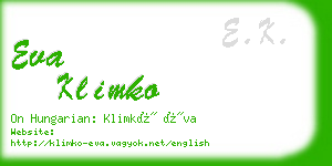 eva klimko business card